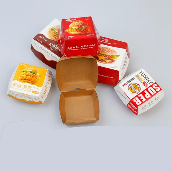 분해성 테이크아웃 패스트 푸드 포장 식품 용기 종이 상자 피자 용기 도시락 상자 인쇄 도서 서비스 퍼즐 종이 상자 버거 식품 포장